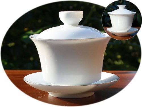 Gaiwan white gold large gold lined